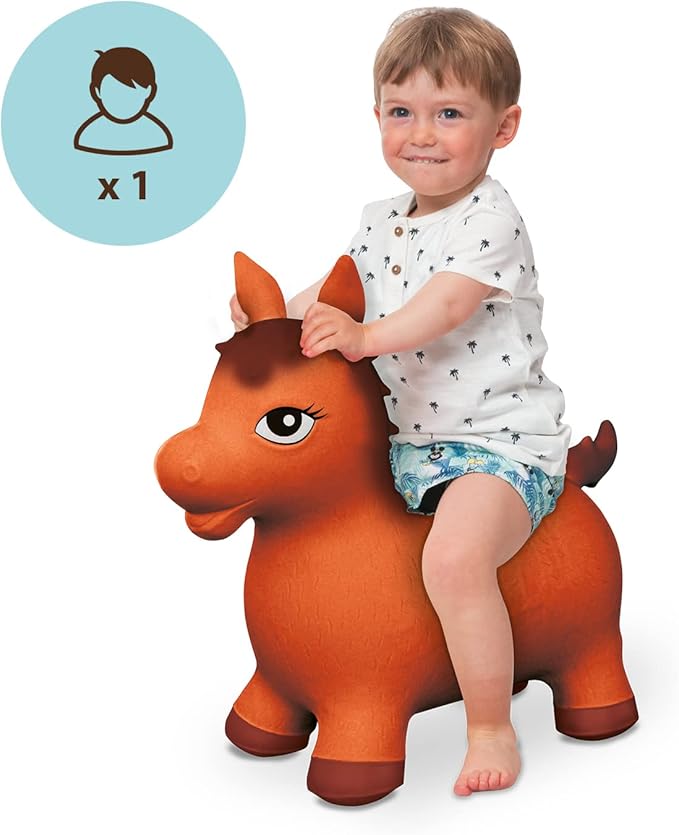 Mondo -9689 World Toys-Horse Ride-On for Kids-Horse Inflatable Riding Horse-Jumping Animal-High Quality-09689, Brown Color, 9689