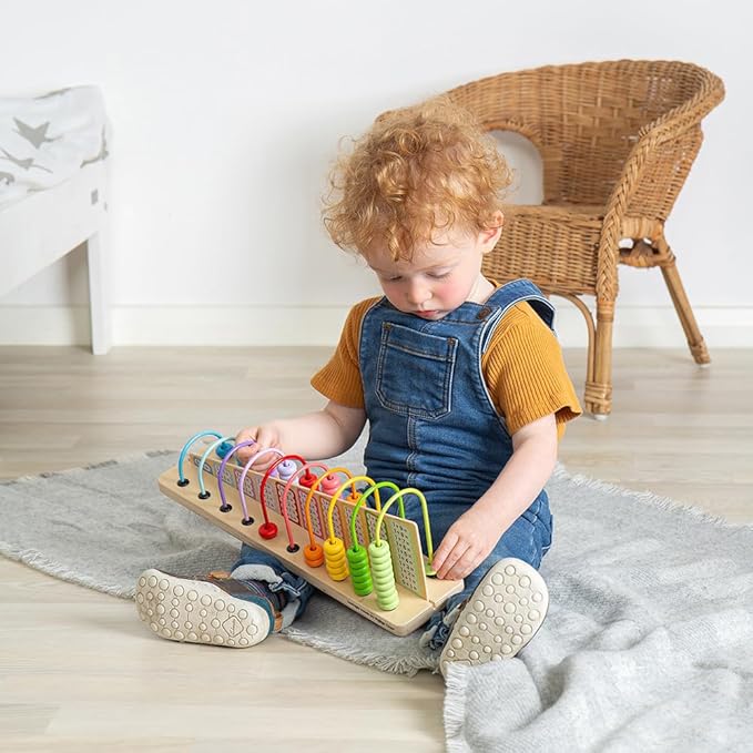 Bigjigs Toys Rainbow Counting Abacus (56 Piece) - Learn Addition & Subtraction, Wooden Numbers & Maths Games, Early Learning Resources for Children, 3+ Years