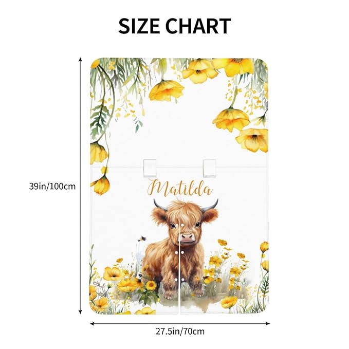 Personalized Baby Car Seat Canopy with Name – Custom Sunflower Highland Cow Minky Nursing Cover for Boys & Girls, Soft Stroller Cover for Infants & Newborns, Carseat Canopy for Breastfeeding