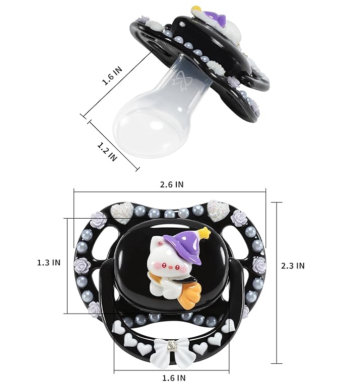 CutiePlusU Adult Sized Pacifier Dummy DIY Handmade Big Shield- Black