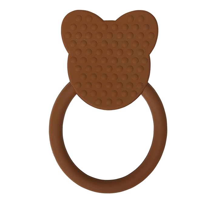 C.R. Gibson 100% Food Grade Silicone Bear Baby Teether for Infants, 2.75" x 4.25", Multicolor
