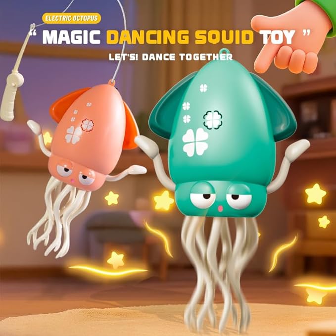 Electric Dancing Octopus Baby Toy, Rechargeable Magic Dancing Music Squid, Crawling and Dancing Automatic Obstacle Sensing Toys, Boys and Girls Birthday Gift, Office Desktop Fun Decoration.