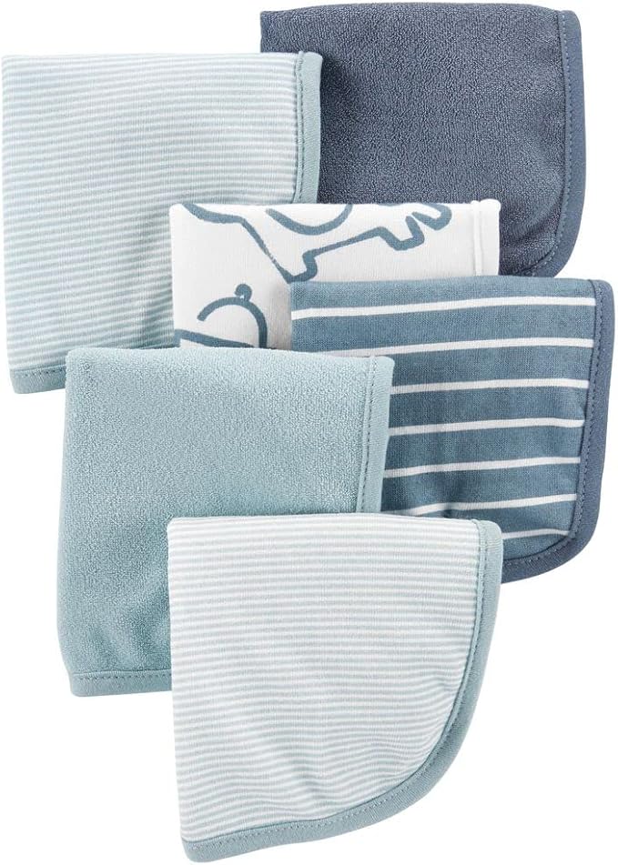 Carter's 6-Pack Washcloths (Blue/Navy/Stripes)