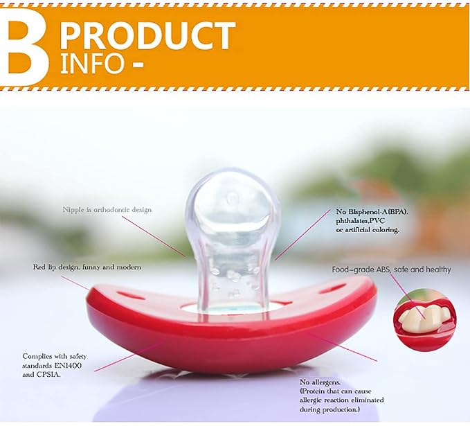 Funny Pacifier for Baby, Buck Tooth Pacifier Fake Big Teeth Soft Pacifiers with Teeth Food Grade Silicone for Babies Health BPA Free, Great Gift for Kids (3pcs-B)