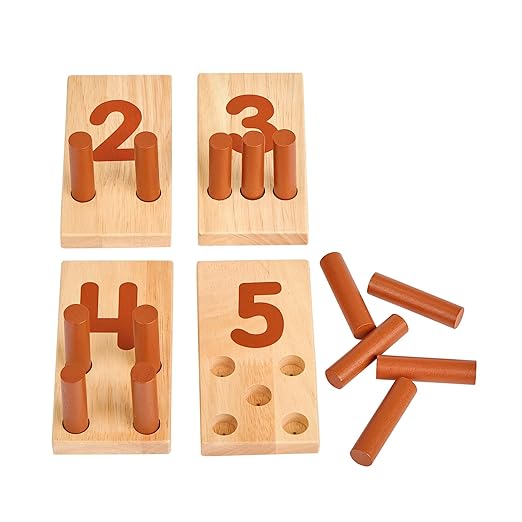 Excellerations Peg Number Board, Included: 10 Rubberwood Boards + 55 Wood Pegs + Storage Bag, Montessori Math Materials, Learning Manipulatives, Counting for Kids, Reggio Emilia Classroom Essentials
