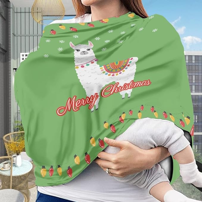 AFPANQZ Funny Alpaca Design Baby Car Seat Covers Multifunctional Infant Car Seat Canopy Cozy Nursing Breastfeeding Covers Baby' Car Seat Scarf Shield Breathable 360 Coverage for Babies Xmas