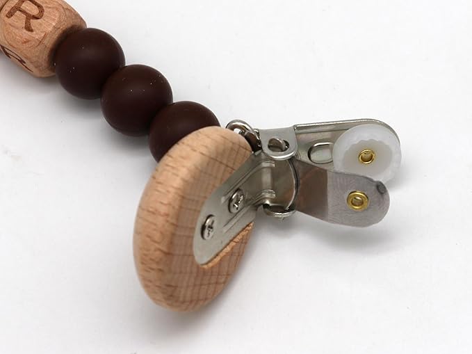 Personalized Pacifier Clip with Name,Silicone Pacifier Clips with Beads for Baby Boys and Girls - Rust-Free Holders Newborn Safe Baby Essentials