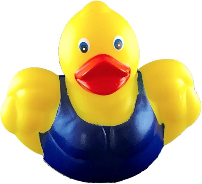3" Bodybuilder Rubber Duck [Floats Upright] - Baby Safe Bathtub Bathing Toy