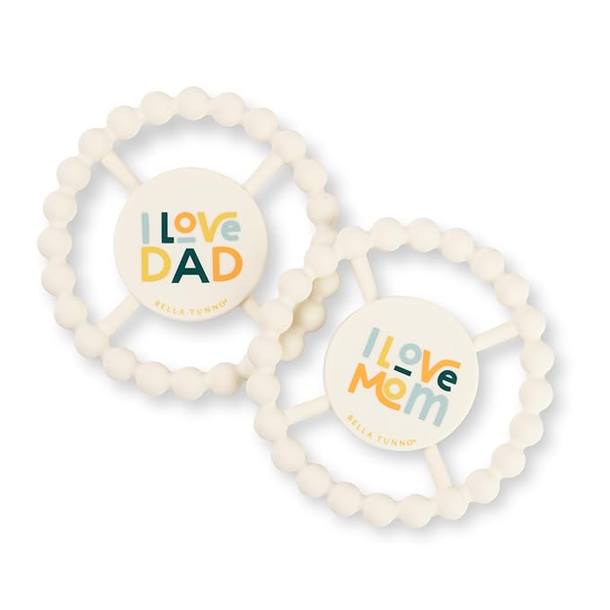 Baby Teether by Bella Tunno, Silicone Teethers for Babies 3-6 Months, 6-12 Months, Baby Toys, Pacifier, Teething Relief, Boys, Girls, Love Mom/Love Dad