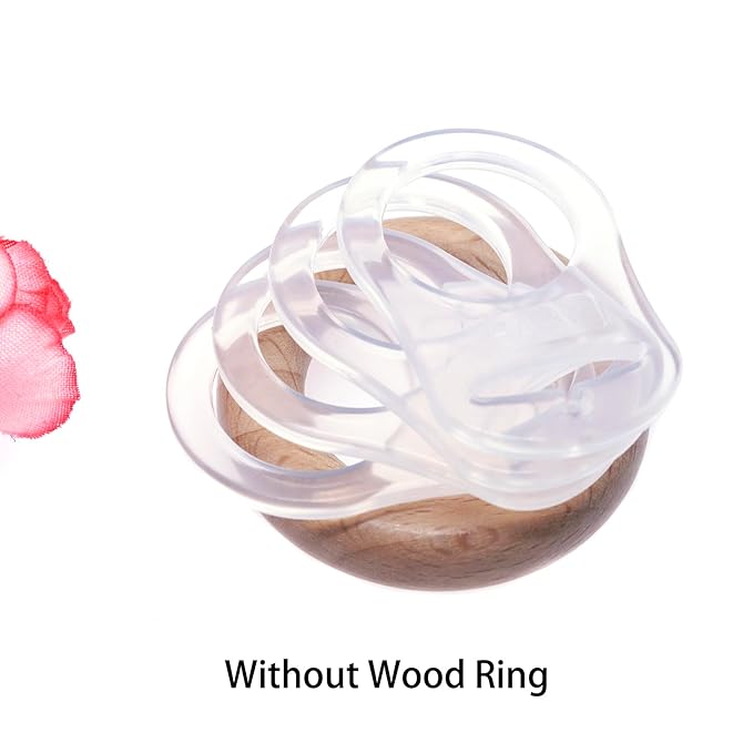 4Pcs Pacifier Adapter Rings Transparent Silicone Rings for Pacifier Clip Button Soother Pacifiers Dummy Holder Newborn Gift Safe for Baby (Transparent)