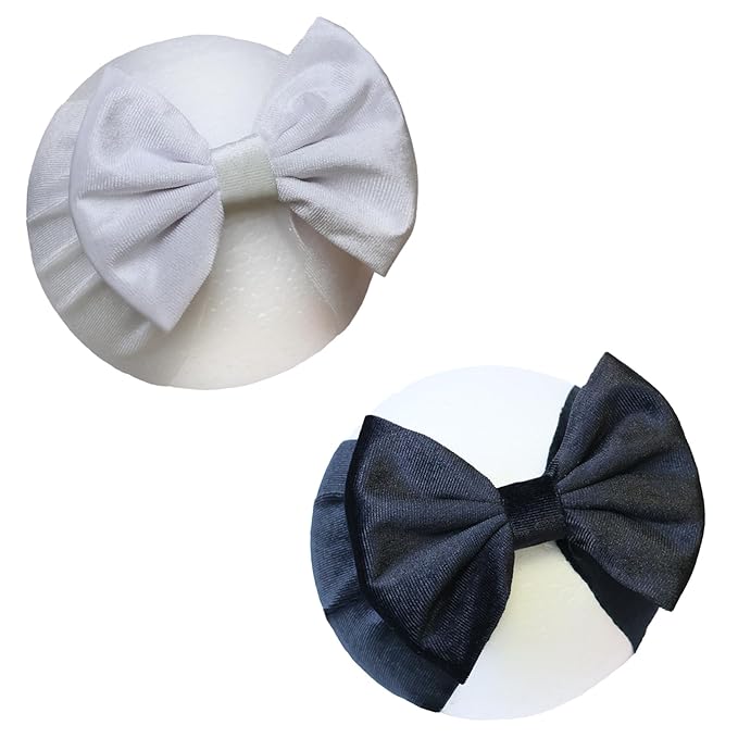 Velvet Blcak Baby Headbands Big Bows for Baby Girls Velvet Soft Hairbands Bows Wide Head Wrap White Hair Accessories for Newborn, Infant Toddlers 0-6Months