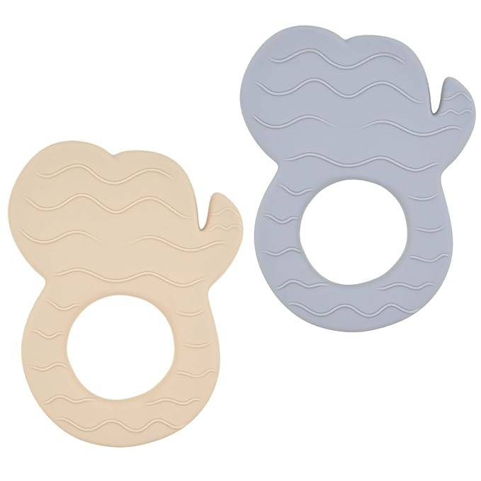 Silicone Baby Teether Toy, Teething Toy for Babies, Ivory Gray Elephant Shape, Babies Teether, Easy to Hold, Sensory Stimulation for Infants, BPA Free, Food Grade, Newborn Baby Shower Gifts