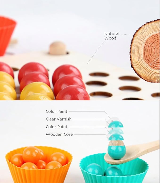 Montessori Sorting and Stacking Toys, Sensory Fine Motor Skills Toy with Color Sorting Balls, Counting & Matching Game, Preschool Learning Educational Toy, Toddler Gift Age 3+