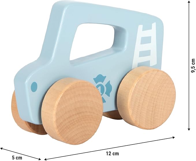 small foot Push Car Blue Wood 2-in-1 Gripping Toy & Toy Vehicle, Motor Skills Toy for Toddlers from 6 Months and up, 12710
