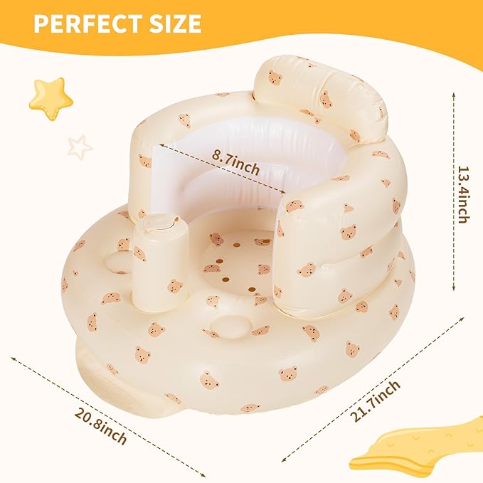 Inflatable Baby Seat - Blow Up Baby Chair Seats for Infants for Sitting Up 3 Months and Up, Inflatable Portable Sit Up Chair for Home, Floor, Travel