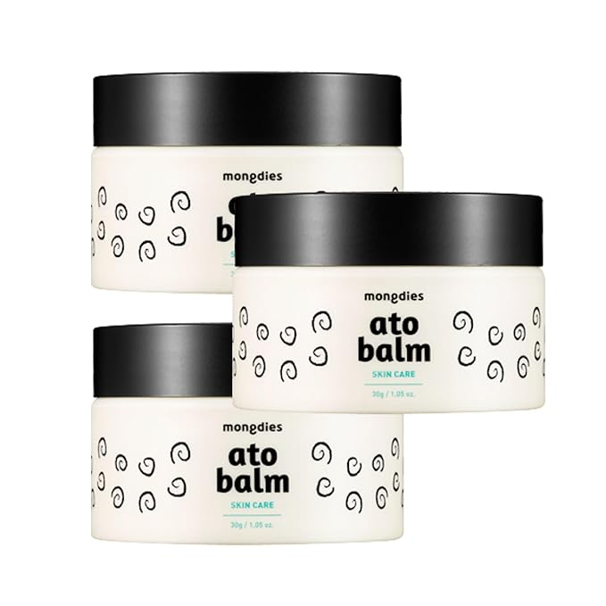 Mongdies Baby Ato Balm | Intensive Moisture Barrier Balm for Dry Sensitive Skin | Non Sticky Ceramide Balm with Plant Oils | For Cheeks Hands & Dry Areas | Vegan EWG Green | 1.05 oz | 3 Pack