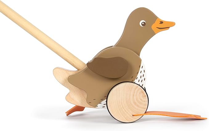 small foot Push Duck with Moving Head, Wood, Learning to Walk, 18 Months, 12493
