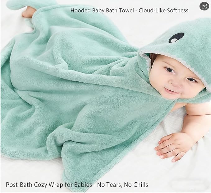 Toddler Baby Bath Towel with Hood 27.5"X55" Ultra Absorbent Soft Cozy Comfort Bathrobe Blanket, 0-6 Years Infant Shower Towel for Girls & Boys(Mist Tree)