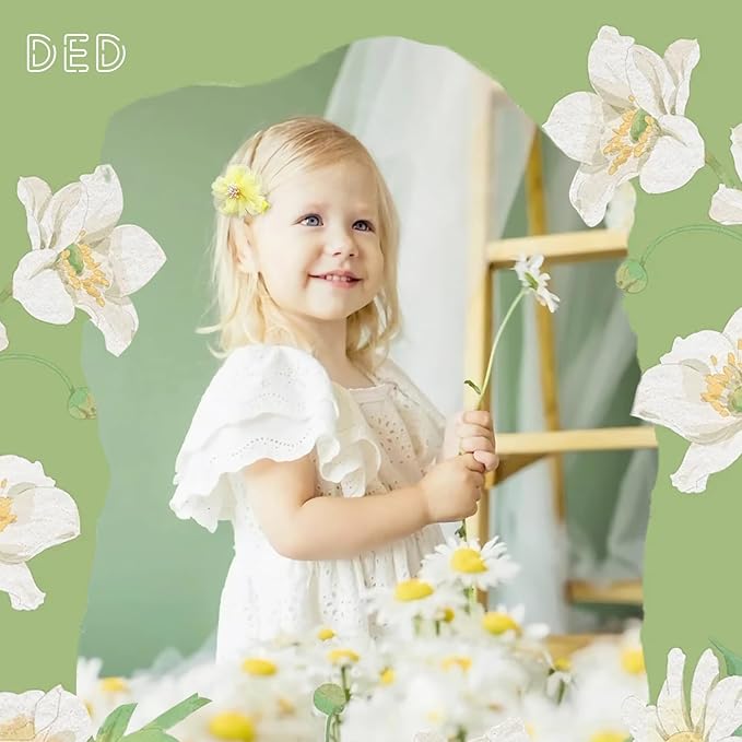 DeD 28PCS 2" Chiffon Flower Hair Clips with Pistil Tiny Hair Clips Fine Hair Accessories for Girls Infants Toddlers Set of 14 Pairs