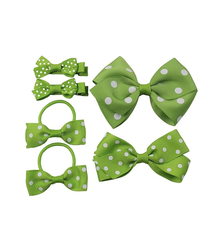 Polka dot Hair Clips Bow Baby Girls Polka dot Barrettes Clips BBG54 (B9-Green)