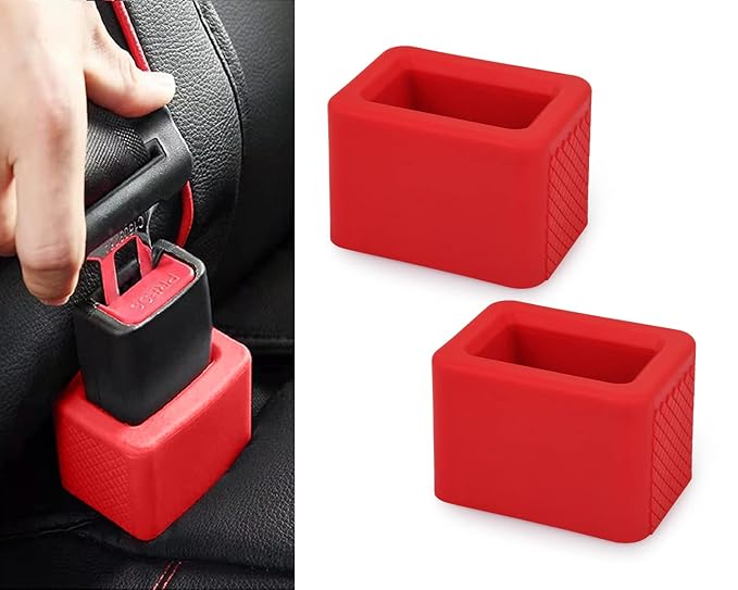 DS. DISTINCTIVE STYLE Seat Belt Holder Easy Access Seatbelt Accessories for Kids 2 Pieces (Red)
