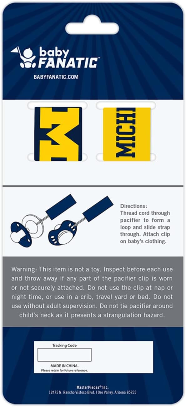 BabyFanatic Officially Licensed Unisex Pacifier Clip 2-Pack - NCAA Michigan Wolverines - Officially Licensed Baby Apparel