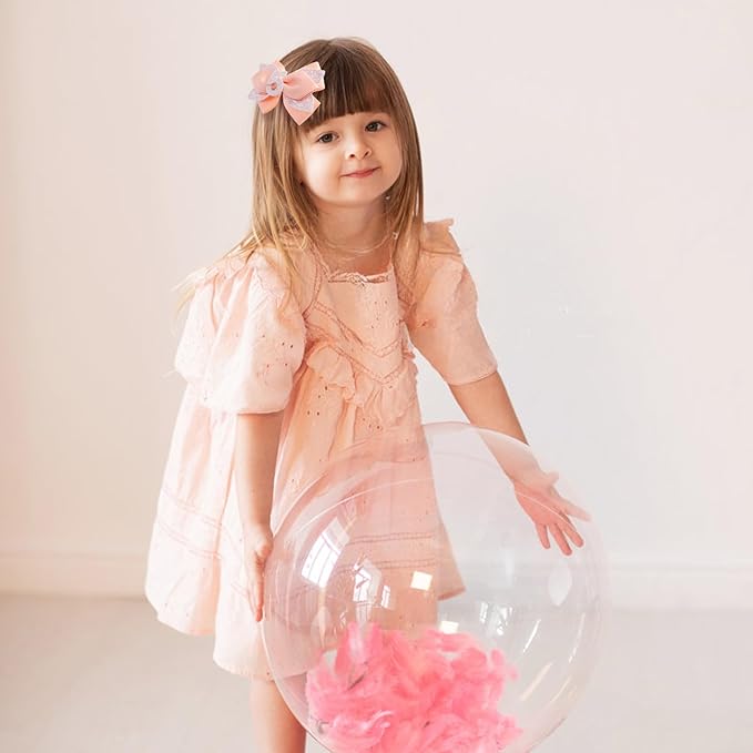 Glitter Birthday Hair Bow for Baby Girls 1 2 3 4 5 6 Years Peach Party Decoration Hair Accessories for Five 5th Birthday
