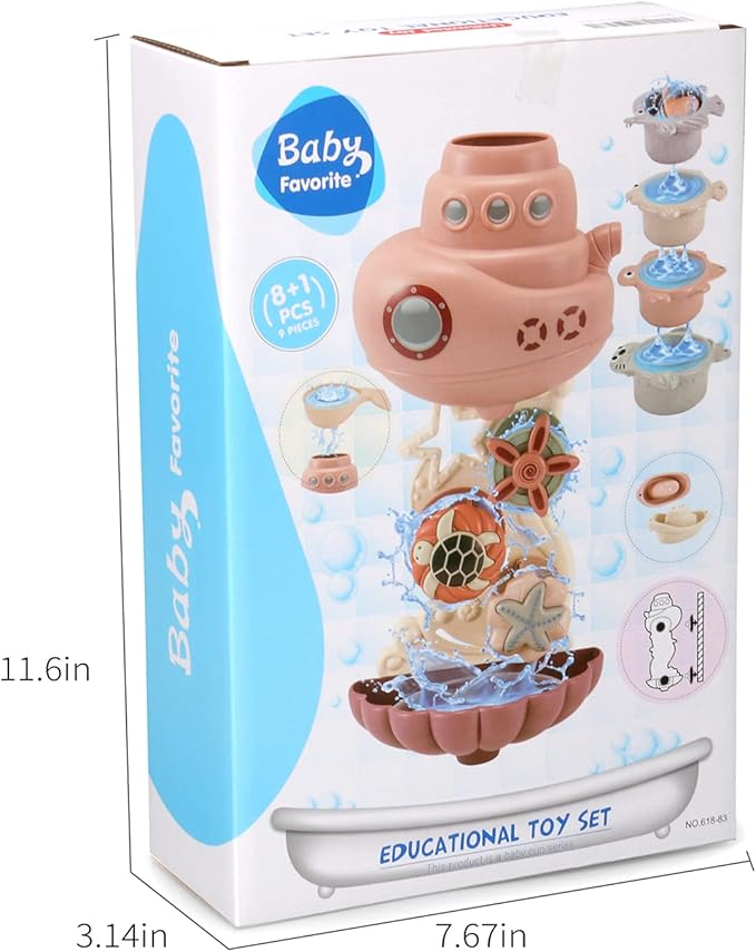 Bath Toys for Kids Ages 1-3 & Toddlers 2-4 - Infant/Baby Set for 6-12M - Bathtub Toys Set for Boys/Girls - Birthday