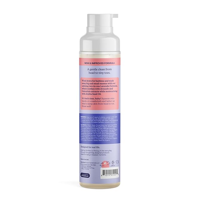 Hello Bello Shampoo and Body Wash, Gentle Hypoallergenic Formula for Babies and Kids, Vegan and Cruelty-Free, Lavender, 10 fl oz (Pack of 2)