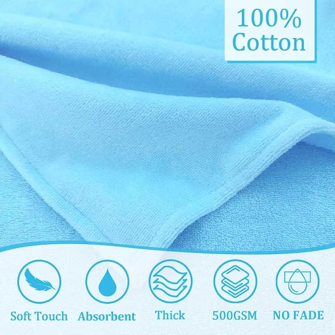VOOVA & MOVAS Blue Baby Bath Towel with Cute Elephant Ears Hood – 33" x 31.5", 420GSM, 100% Cotton – Super Absorbent & Thick – for 0–18 Months Newborn, Toddler, Infant, Baby Essentials