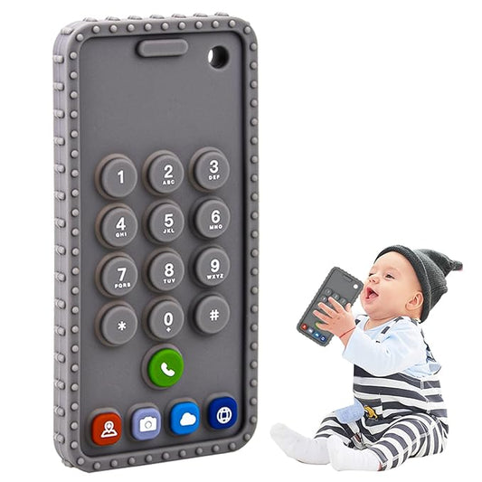 Baby Phone Teething Toys for 0-3, 0-6, 6-12 Months | Soft Silicone Baby Cell Phone Teethers