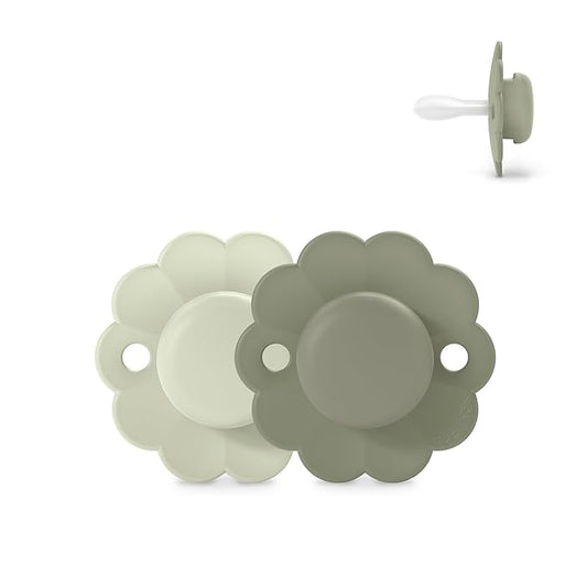 Suavinex Wonder Baby Pacifier, SX Pro Silicone Nipple, Reversible, Non Irritating Shield Design, 2Pk Pacifiers 6-18 Months, Made in Europe,Aqua/Green