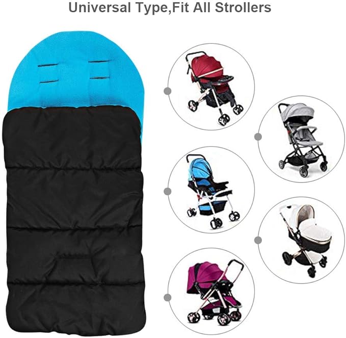 Universal Waterproof Baby Stroller Footmuff, Warm Winter Baby Bunting Stroller Cover with Dual Zipper, 3-Season Toddler Stroller Blanket for Cold Weather, Fit Infants Toddlers, Stroller (Blue)