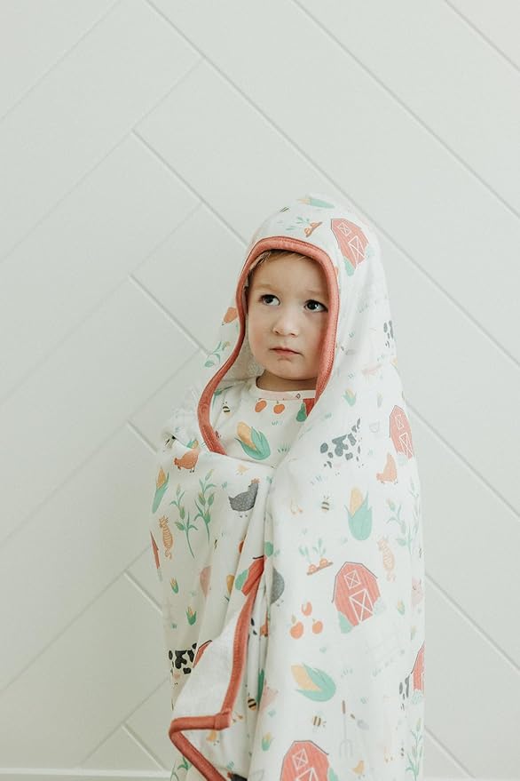 Copper Pearl Hooded Bath Towels Premium Knit/Terry Cloth Toddler Towels with Hood, Pockets, and Cool Designs - Great to Gift and Make Bath Time Fun - Big Kids Hooded Towel, Farmstead