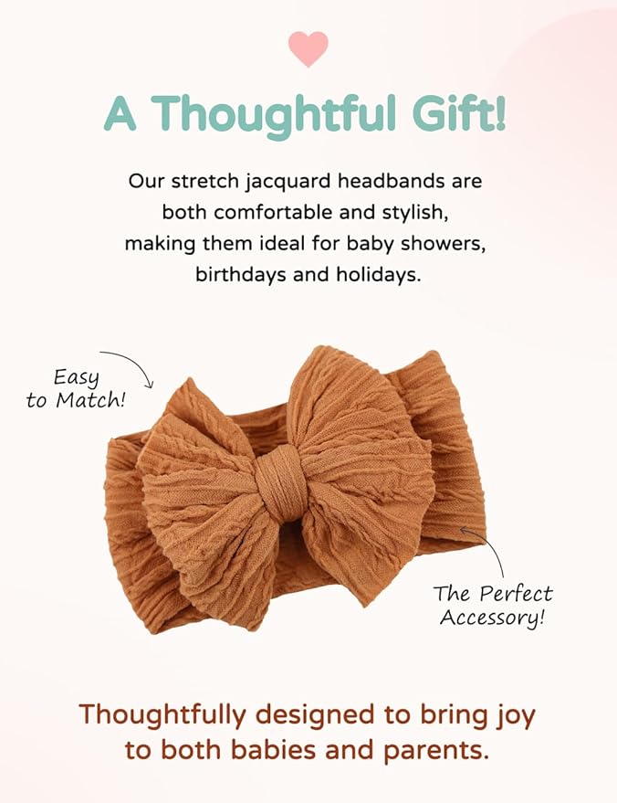 Stretchy Baby Girl Headbands Bows, Infant Headband Bows for Baby Bonnet Newborn Head Wraps Toddler Unisex (XH003)