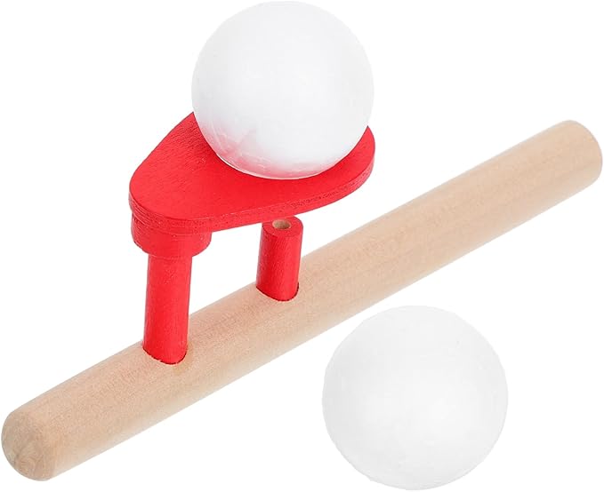 STOBOK Wooden Floating Blow Pipe and Balls Balance Game Fun Stress Reliever Toy for Kids and Adults, Improves Motor Skills and Hand-Eye Coordination, 6.22 X 2.16 X 1.57 Inches