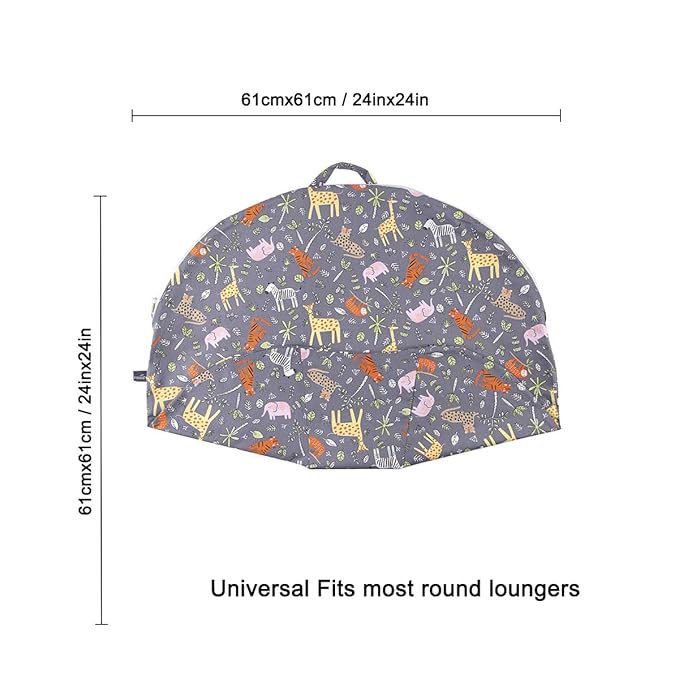 IBraFashion Removable Cover for Newborn Lounger Fits Infant Lounger Pillow 100% Soft Cotton Jungle Animals Grey