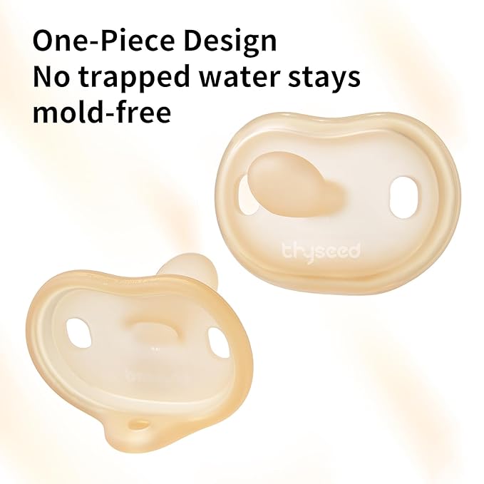 Thyseed Newborn Silicone Pacifier, Ultra-Light One-Piece, Sensitive-Skin Shield, for Breastfed Babies, 0-6 Months, BPA-Free, 2 Pack