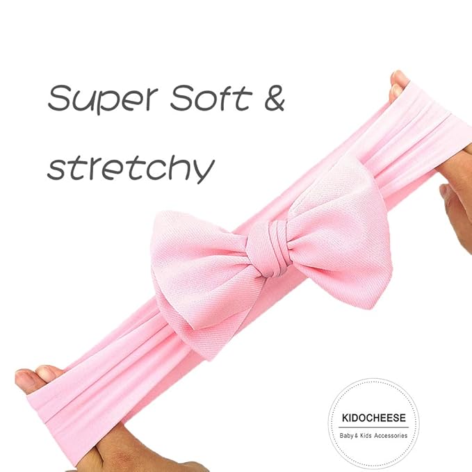 KIDOCHEESE Hairband, Baby Girl Bows Nylon Headbands with Bows, Handmade Hairbands Elastics Hair Accessories for Newborn Infant Toddlers Kids, 5 Pcs(KK69-01)