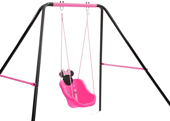 Disney Minnie Mouse 2-in-1 Outdoor Swing by Delta Children – for Babies and Toddlers – Full Bucket Seat