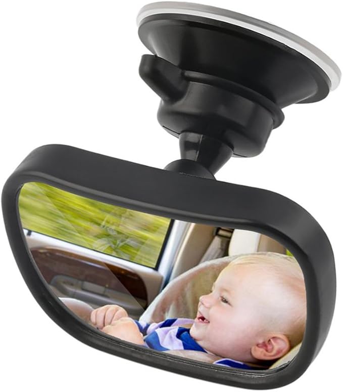 Car Interior Accessories, Universal Adjustable Car Rear Seat View Mirror Child Safety with Clip Sucker Car Decoration Gift, Black