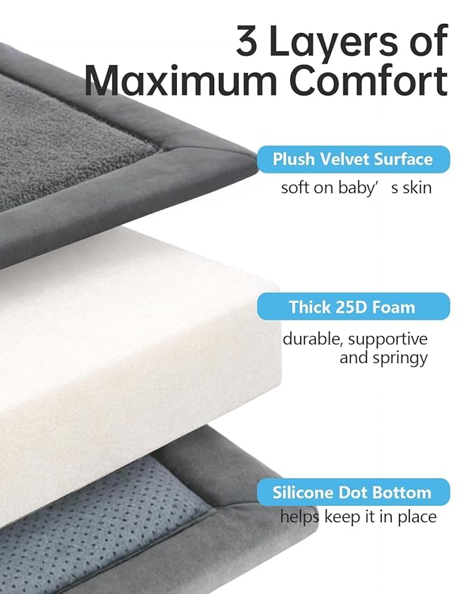 Baby Play Mat for Floor Playpen Mat 1.3" Thick Elasti-Foam Padded Cushioning Non-Slip Backing Safe Playroom Tatami-Style Nursery Mat for Tummy Time & Crawling for Babies Toddlers Infants