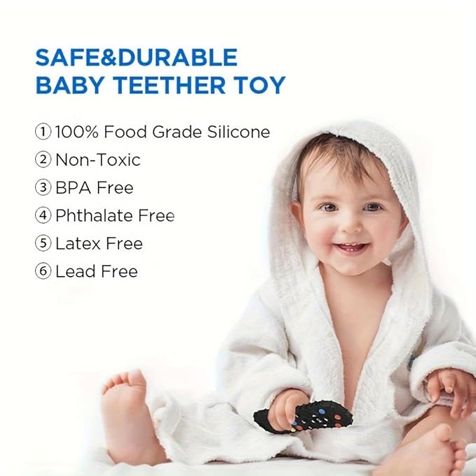 AALFA Baby Teething Toy, Soft TV Remote+Game Machine Shape Chew Set Intellectual Development Intellectual Development Educational Toy,Safe Silicone Toddler Infant (Black (handle+remote control))