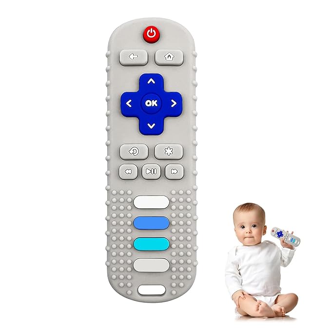 YAPROMO Baby Teething Toys,Reomte Teether Toys, Silicone Chew Toy for Babies 18+ Months, Remote Control Shape Teething Toys, Early Educational Toy BPA Free & Refrigerator Safe