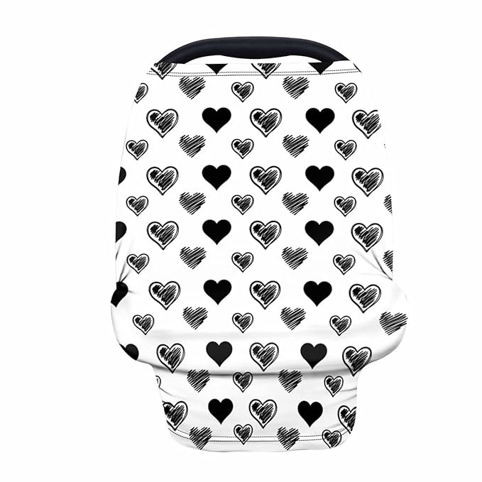Forchrinse Heart Love Car Seat Canopy for Babies Soft and Stretchy Infant Carseat Canopy Nursing Breastfeeding Cover Shopping Cart/High Chair/Stroller Cover