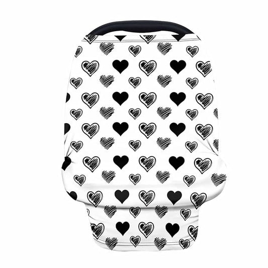 Forchrinse Heart Love Car Seat Canopy for Babies Soft and Stretchy Infant Carseat Canopy Nursing Breastfeeding Cover Shopping Cart/High Chair/Stroller Cover