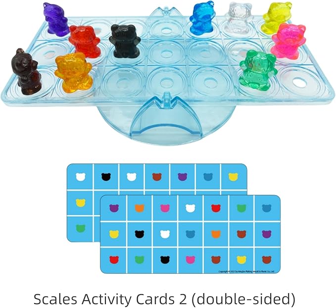 100 Pcs Translucent Bear Counters, Counting Animal Matching Games Color Sorting Toys, Translucent Toys for Light Table, Includes 11 Activity Cards