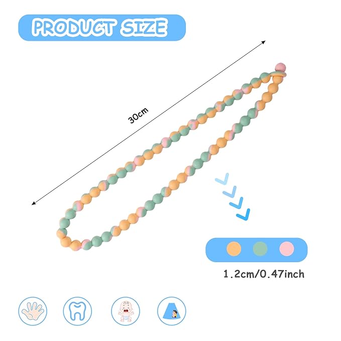 Teething Necklace for Baby - Integrated Safety Design for Toddler, Sensory Chew Necklace for Kids, Boys, Girls with Autism, ADHD, Fidget - Nursing Breastfeeding Necklace for Mom