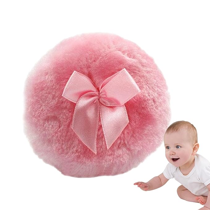 Generic Body Powder Puff - Portable Dustproof Powder Puff, Soft Round Face Body Powder Puff With Ribbon Bow | Skin-Friendly Furry Powder Puff, Body Powder Applicator Suitable For Home And Travel