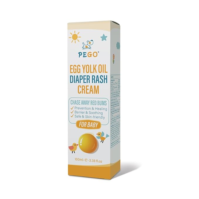 PEGO Baby Diaper Rash Cream,with Zinc Oxide,Egg Yolk Oil - Prevents, Soothes Diaper Rash,Gentle Non-Irritating for Toddlers' Sensitive Skin,(100ml, 3.38, Fl Oz)